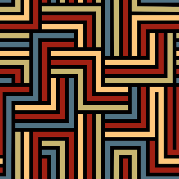 El patrón sin costuras del laberinto colorido, el fondo vectorial geométrico simple.