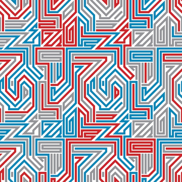 Patrón sin costuras de laberinto de líneas abstractas, fondo vectorial geométrico.