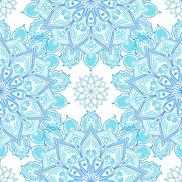 Vector patrón sin costuras lacy mandala elementos decorativos fondo dibujado a mano