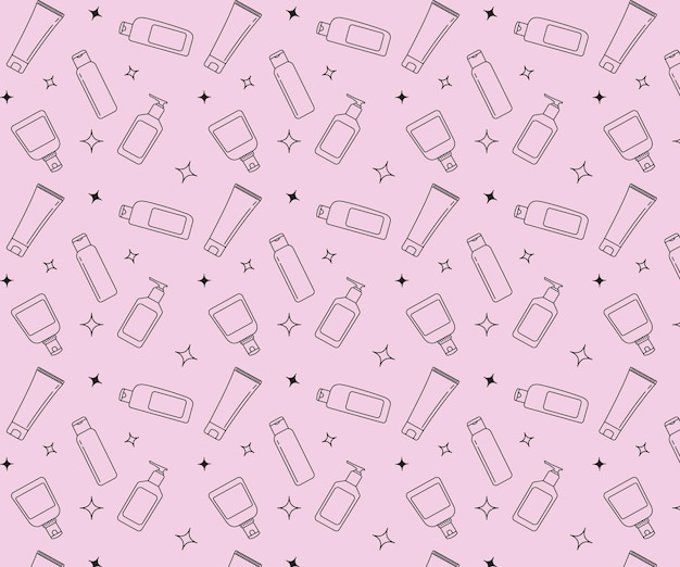 Patrón sin costuras de lavado facial o botellas de cosméticos.