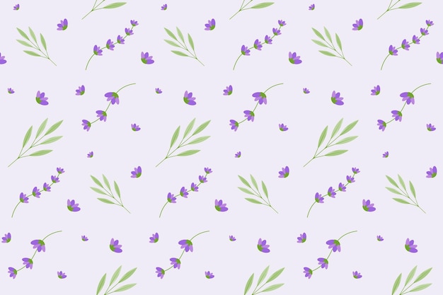Patrón sin costuras con lavanda en fondo violeta claro telón de fondo floral de primavera