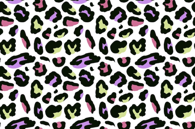 Vector patrón sin costuras de leopardo estampado animal vectorial puntos multicolores sobre un fondo blanco