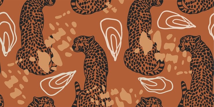 Vector patrón sin costuras de leopardo con hojas tropicales en el fondo vector