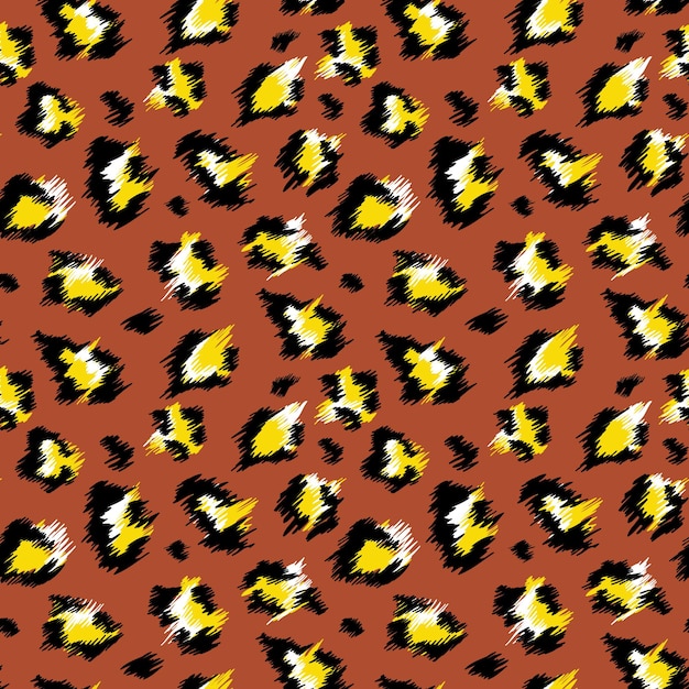 Patrón sin costuras de leopardo de moda. Fondo de piel de leopardo manchado estilizado para moda, impresión, papel tapiz, tela. Ilustración vectorial