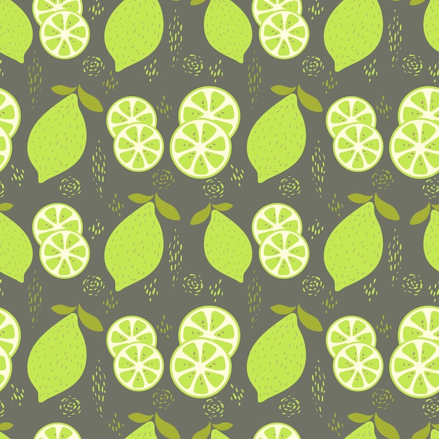 Patrón sin costuras con limones frescos y limas con hojas Lindo fondo simple con fruta verde