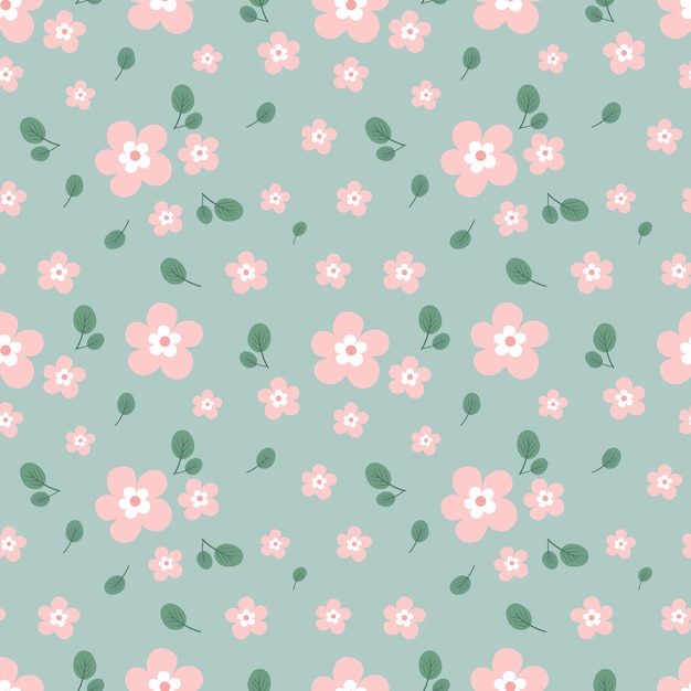 Patrón sin costuras con una linda flor en fondo verde de menta Ilustración vectorial de impresión floral dulce