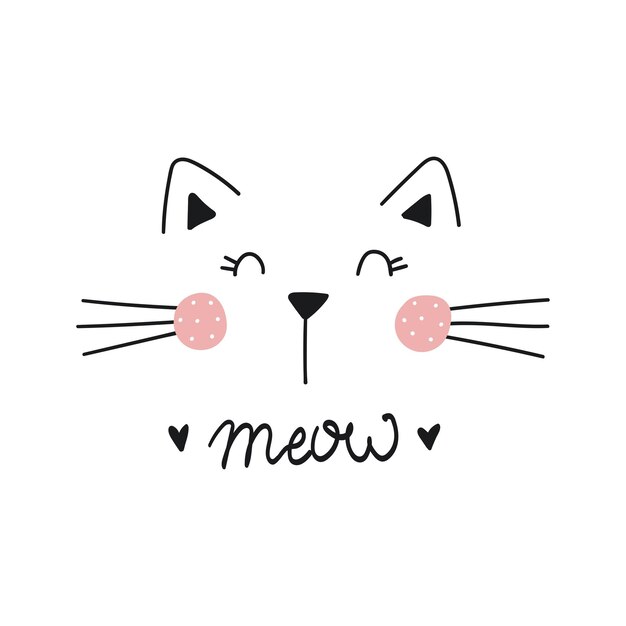 Patrón sin costuras con una linda ilustración vectorial de gato pequeño Impresión vectorial con gatito