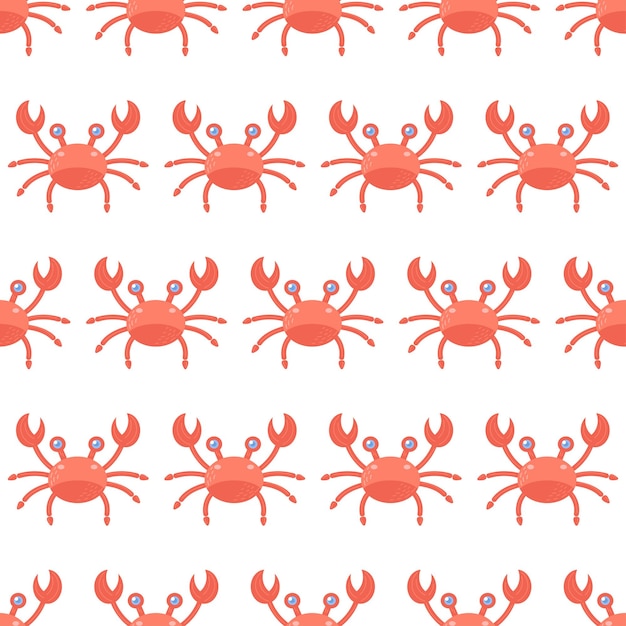 Patrón sin costuras con un lindo cangrejo rojo Fondo marítimo y animales marinos Vida submarina