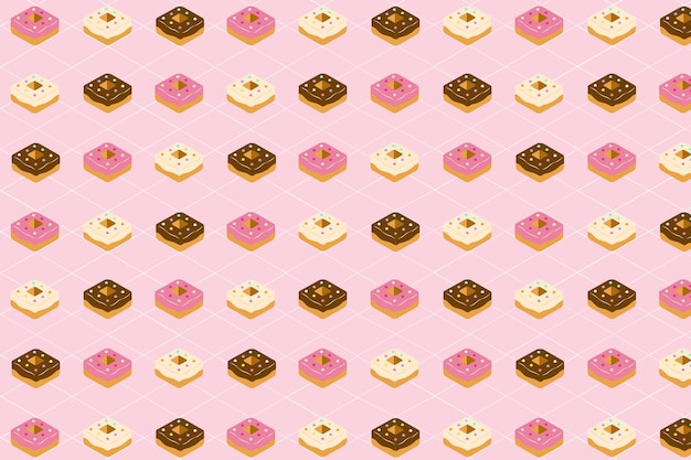 Patrón sin costuras con lindo diseño de mini donas