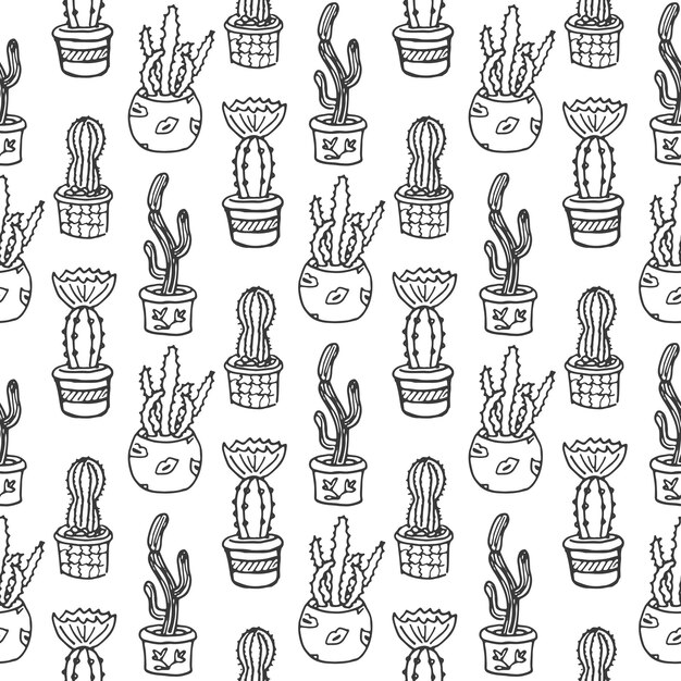 el patrón sin costuras de un lindo garabato de cactus