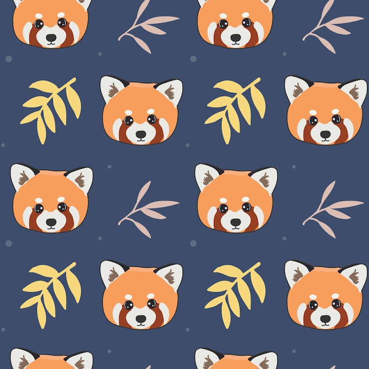 Vector patrón sin costuras de lindo panda rojo y bambú diseño de dibujos animados carácter animal estilo de vector plano textura para tela envoltura textil ropa de papel tapiz