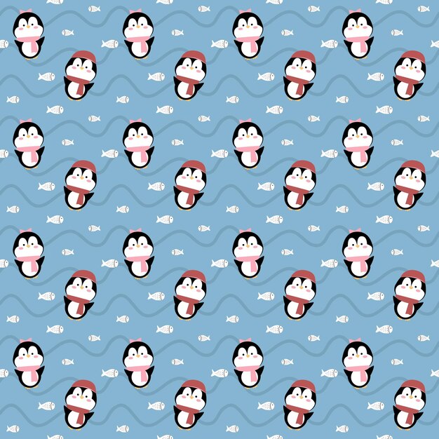 patrón sin costuras lindo pingüino