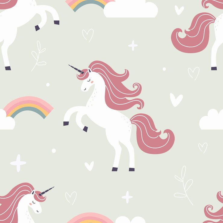 Patrón sin costuras con un lindo unicornio en un fondo de color Ilustración vectorial