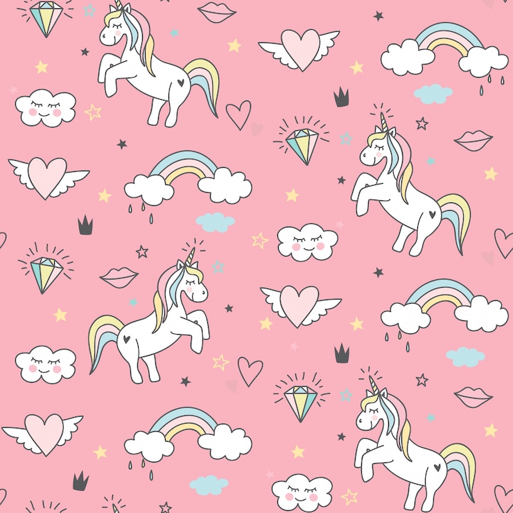 Vector patrón sin costuras lindo unicornio