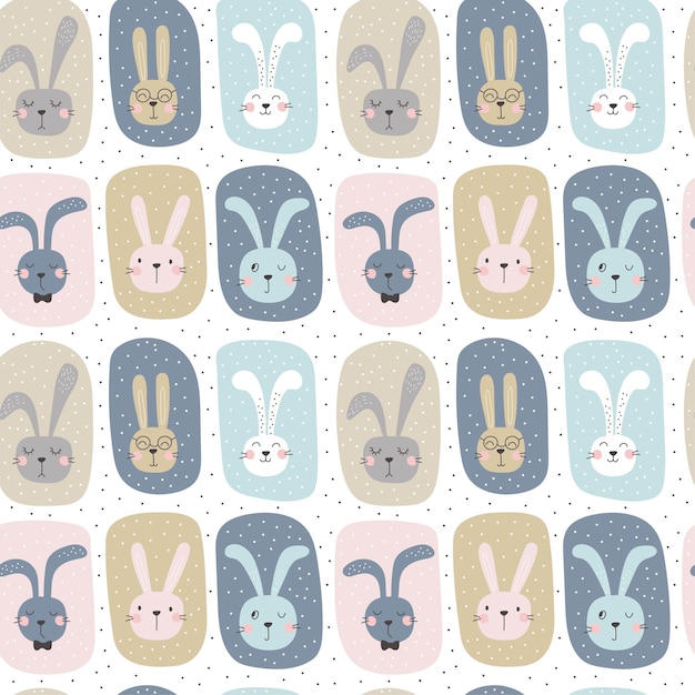 Patrón sin costuras con lindos conejos ilustraciones vectoriales