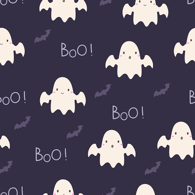 Patrón sin costuras con lindos fantasmas Fondo de dibujos animados de Halloween Diseño para tela estampada textil