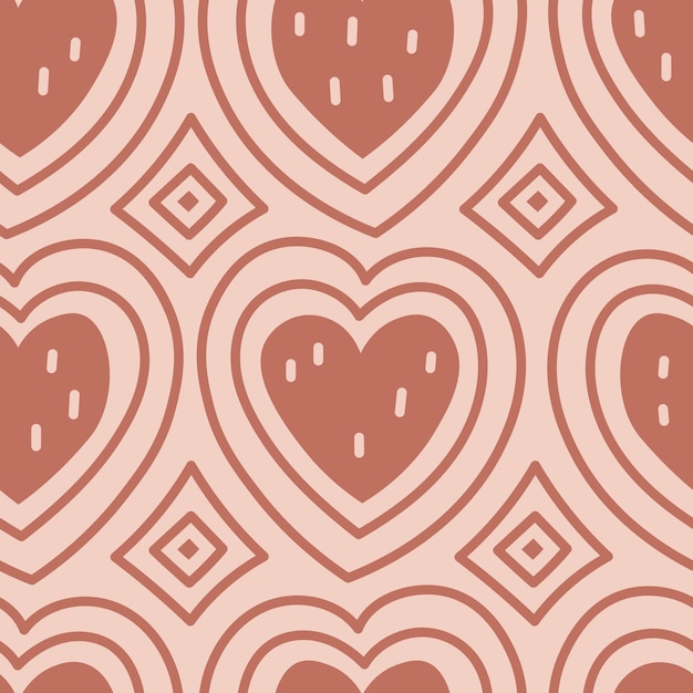 Patrón sin costuras de línea abstracta con corazones