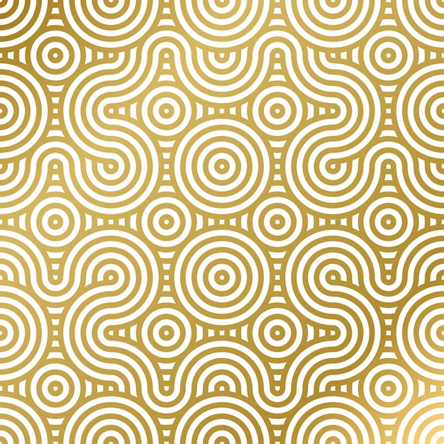 patrón sin costuras lujo blanco y dorado onda círculo línea abstracto línea geométrica panorama diseño vectorial para fondo de Navidad