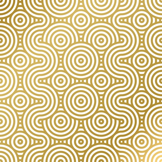 patrón sin costuras lujo blanco y dorado onda círculo línea abstracto línea geométrica panorama diseño vectorial para fondo de Navidad