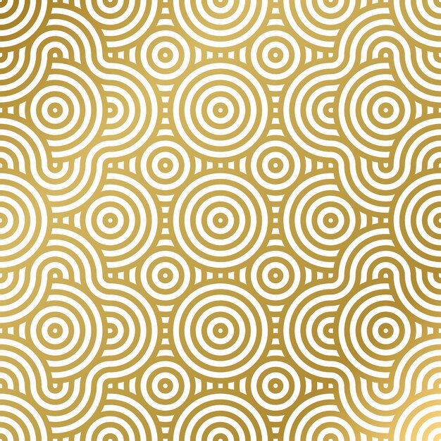 patrón sin costuras lujo blanco y dorado onda círculo línea abstracto línea geométrica panorama diseño vectorial para fondo de Navidad
