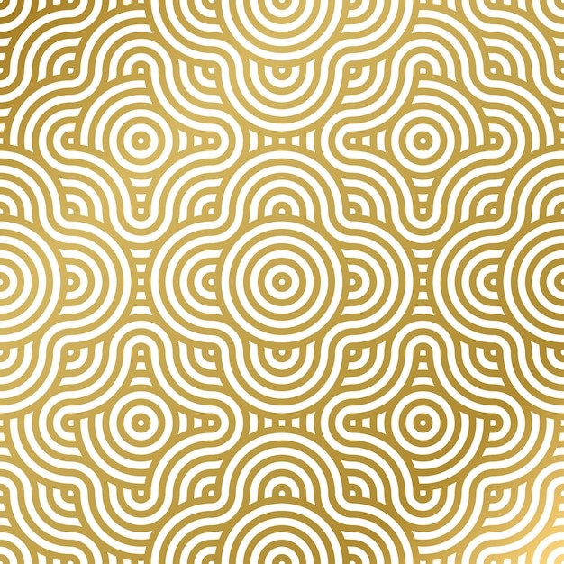patrón sin costuras lujo blanco y dorado onda círculo línea abstracto línea geométrica panorama diseño vectorial para fondo de Navidad