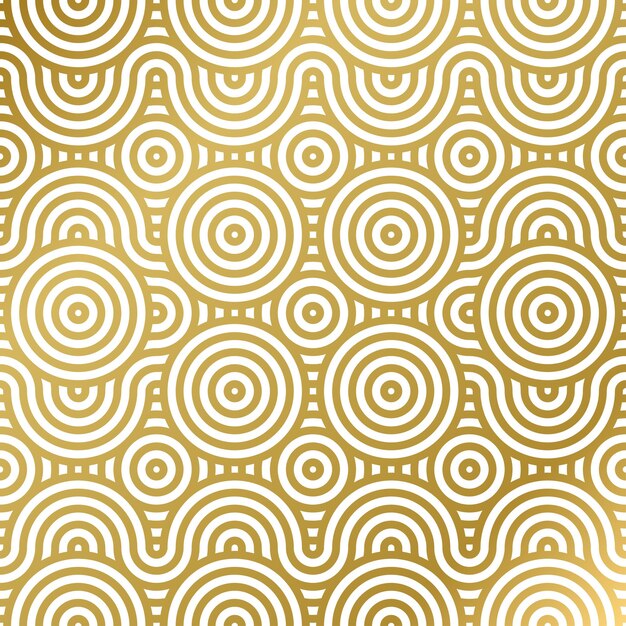 patrón sin costuras lujo blanco y dorado onda círculo línea abstracto línea geométrica panorama diseño vectorial para fondo de Navidad