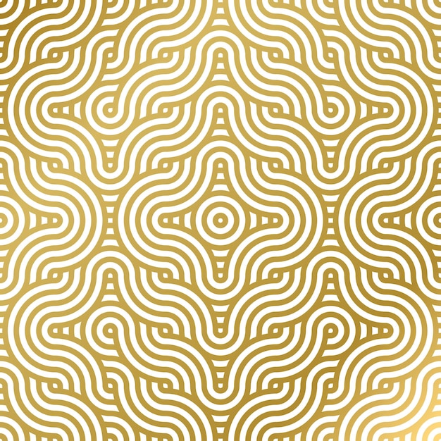 patrón sin costuras lujo blanco y dorado onda círculo línea abstracto línea geométrica panorama diseño vectorial para fondo de Navidad