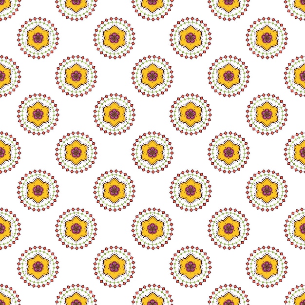 Patrón sin costuras de mandala brillante sobre un fondo blanco