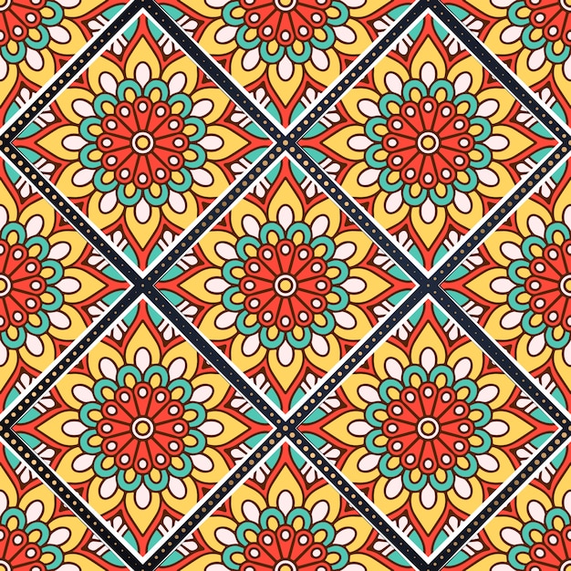 Patrón sin costuras mandala colorido