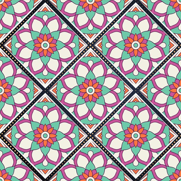 Patrón sin costuras mandala colorido
