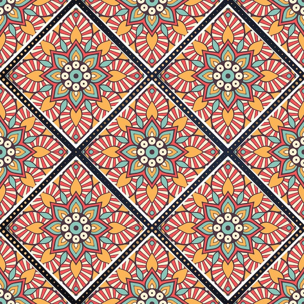 Patrón sin costuras mandala colorido