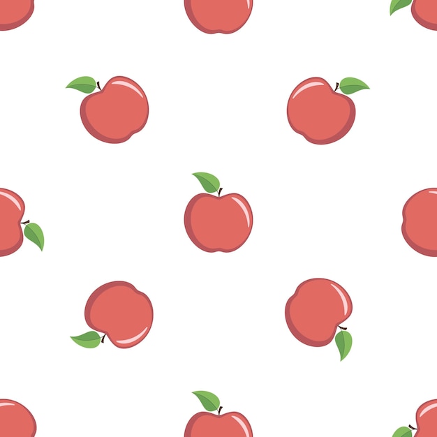 Patrón sin costuras de manzana roja ilustración vectorial sobre fondo blanco