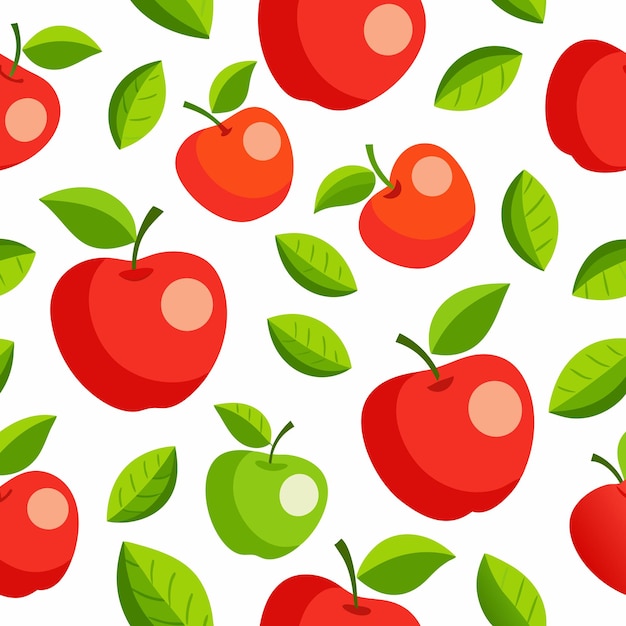 Patrón sin costuras de manzana roja y verde Diseño fresco y lúdico para tela de papel tapiz