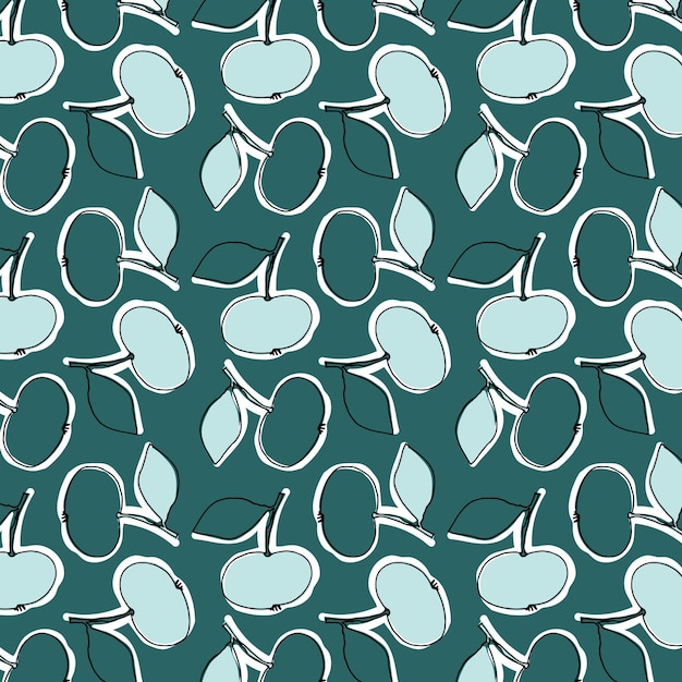 Patrón sin costuras con manzanas para el diseño de la superficie Ilustraciones de carteles Elementos aislados en un fondo de colores claros Alimentos saludables tema del veganismo