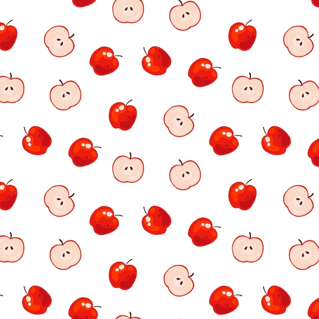 Patrón sin costuras con manzanas en el fondo blanco Ilustración vectorial Fondo dibujado a mano