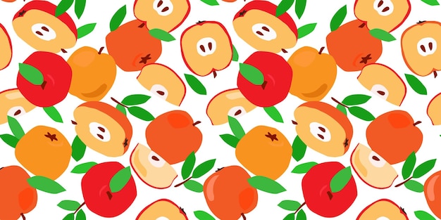 Vector patrón sin costuras con manzanas impresión abstracta frutal de verano gráficos vectoriales