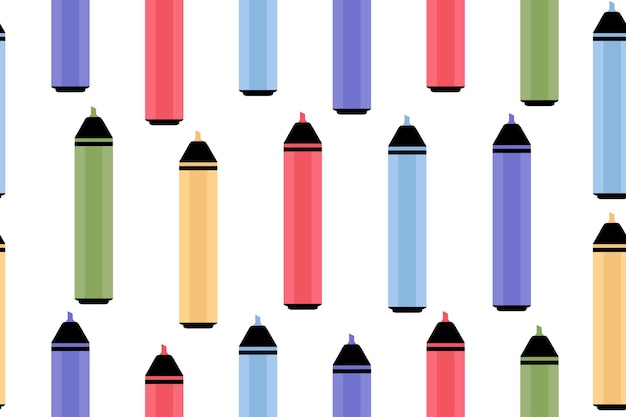 Patrón sin costuras de marcadores multicolores sobre un fondo blanco El diseño del símbolo del icono del marcador
