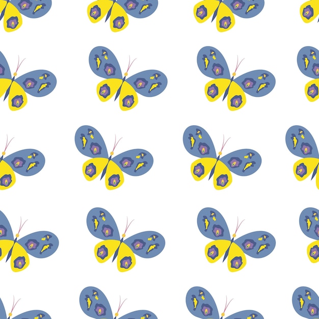 Patrón sin costuras de mariposas brillantes Insectos con alas Ilustración vectorial