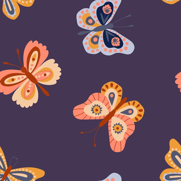 Patrón sin costuras con mariposas Diseño para embalaje de papel tapiz de textiles de tela