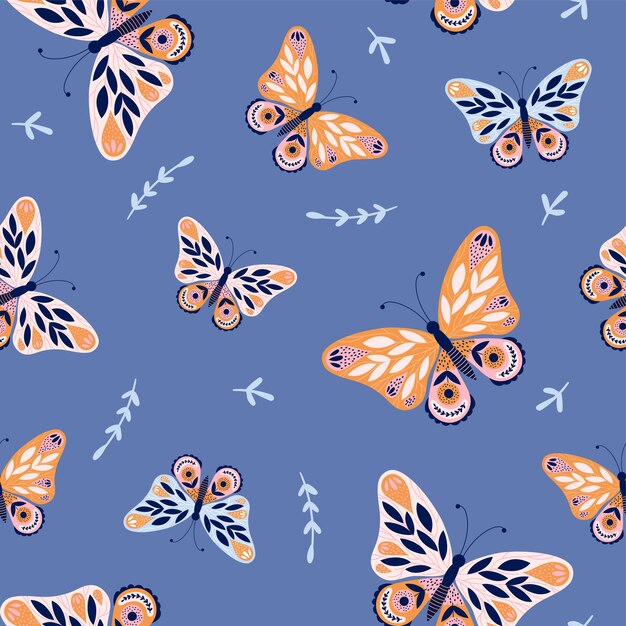 Patrón sin costuras con mariposas Ilustración vectorial