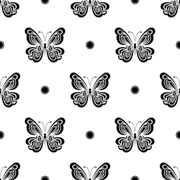 Patrón sin costuras con mariposas patrones barrocos bueno para menús postales y fondos ilustración vectorial