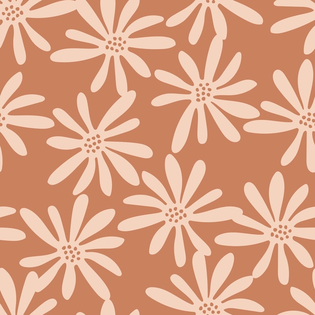 Patrón sin costuras marrón con flores simples Diseño floral moderno Ilustración vectorial
