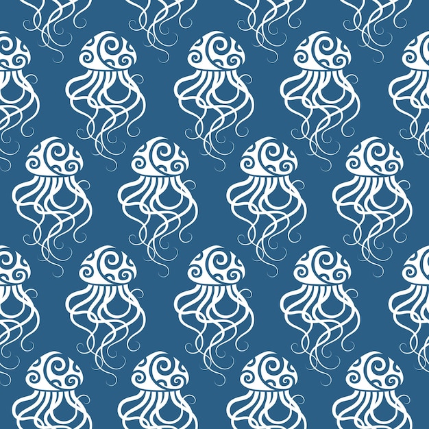 Patrón sin costuras con medusas estilo maorí Vector