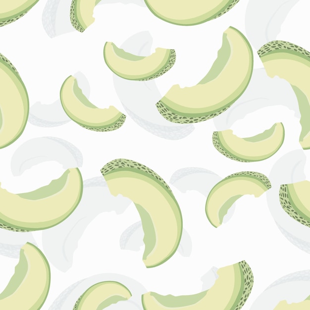 Patrón sin costuras de melón de cantaloupe Ilustración repetitiva de frutas de verano y otoño