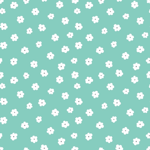 Patrón sin costuras de millefleur floral Ornamento de calico minimalista y lindo Flores de arte ingenuo