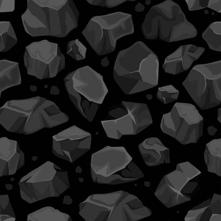 Vector patrón sin costuras de minería de energía de carbón por vector térmico de dibujos animados