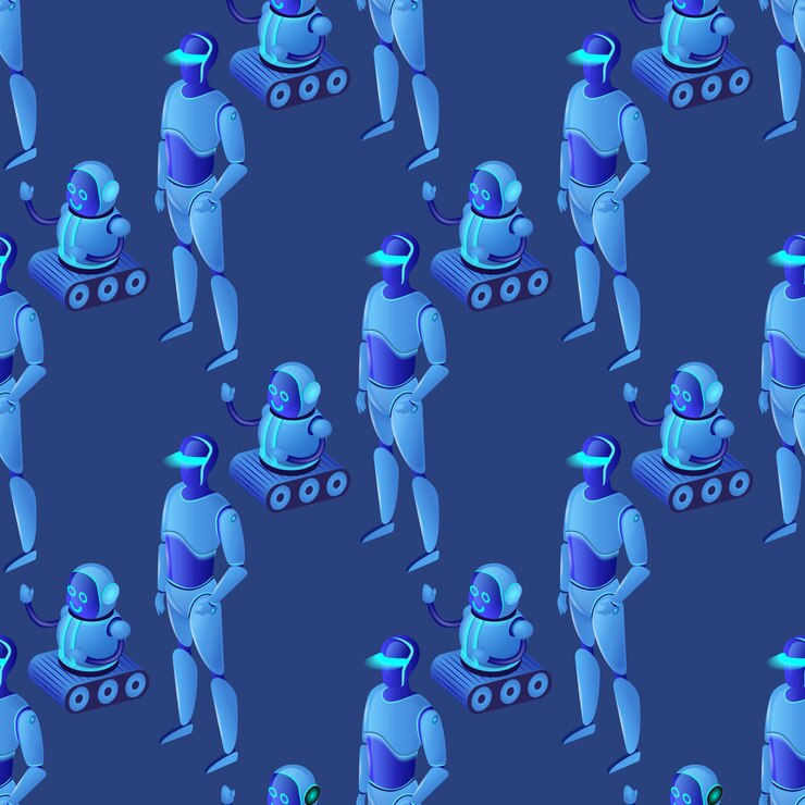 Vector patrón sin costuras de modernos robots de inteligencia artificial