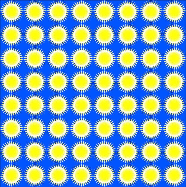 Patrón sin costuras de mosaico solar soles amarillos sobre fondo negro