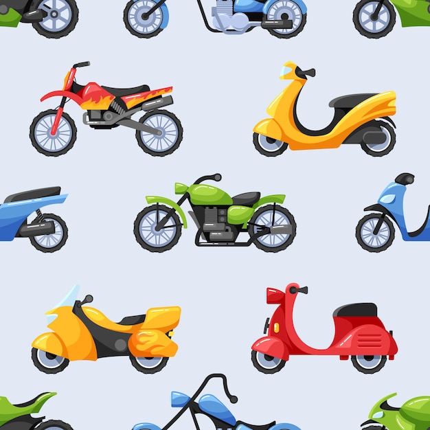 Patrón sin costuras con motocicletas Diseño enérgico y dinámico que muestra varias motocicletas en un mosaico repetitivo
