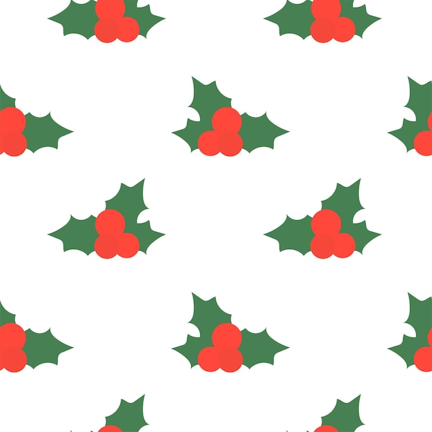 Patrón sin costuras con muérdago navideño Ilustración plana vectorial